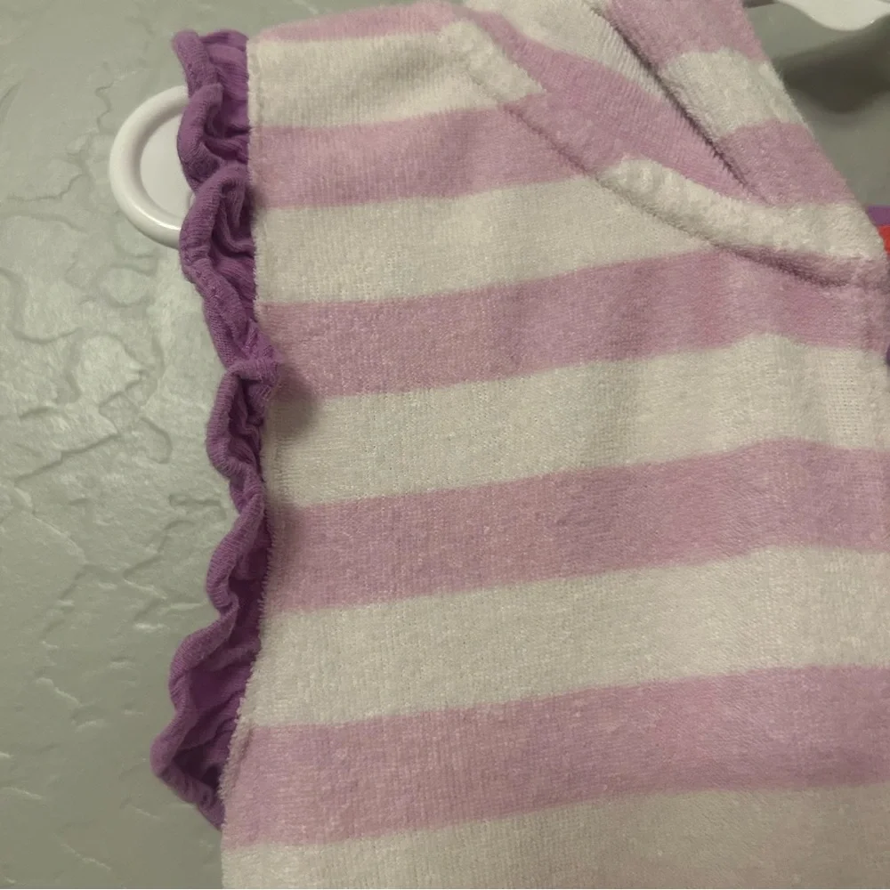 Disney Rapunzel purple and white striped shorts romper terry swim cover up 5/6